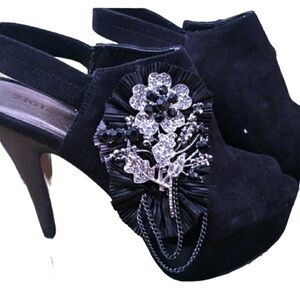 ZIGI New York Embellished Rhinestone Peep Toe Platform Heels